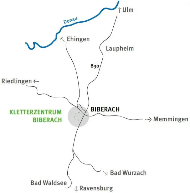 Anfahrt Kletterzentrum Biberach
